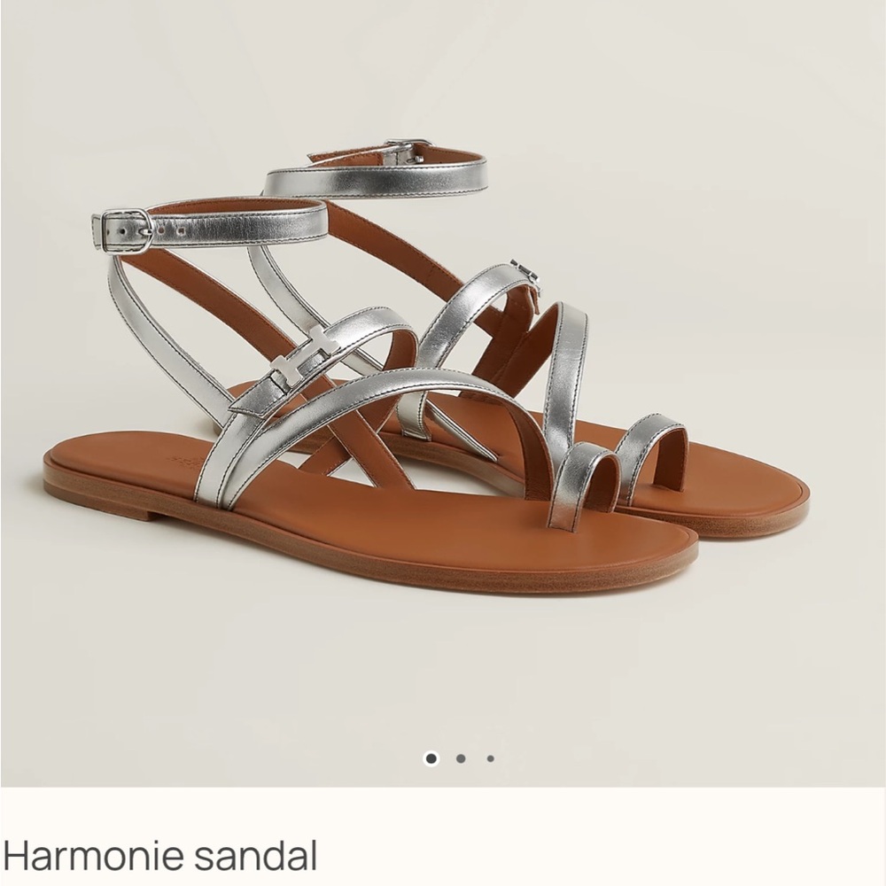 Hermes Harmonie Silver Sandals size 37
